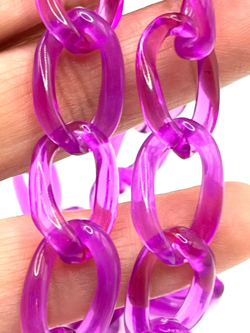Bright Purple Resin Link Necklace 30 Inches